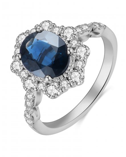 OVAL SAPPHIRE DIAMOND RING (TR3936)
